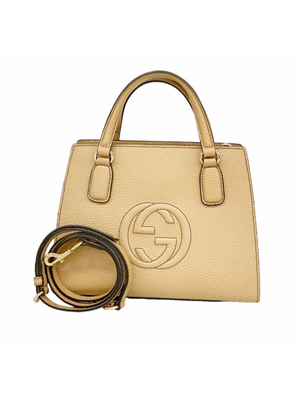 Gucci Handbag Soho Leather Beige Champagne Gold 2-Way Bag